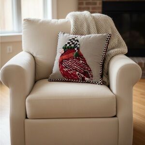 Mckenzie Childs Nightcap Cardinal Pillow 20"x20", Cardinal With A Hat